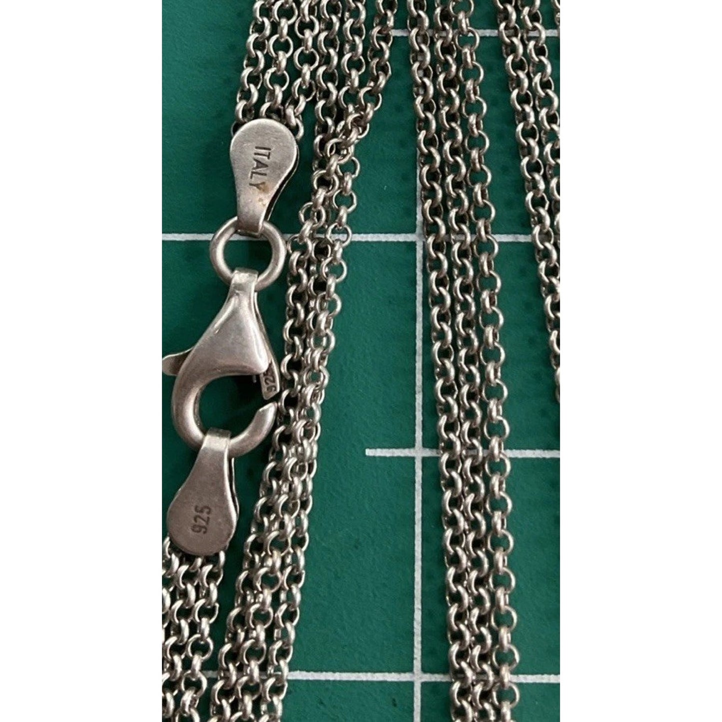 Vintage Sterling Silver Ornate Pendant 925 Italy Multi Strand Necklace