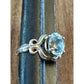 Vintage Kabana Sterling Silver Blue Topaz Scroll Ring Size 7.5 Signed KBN STER