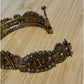 Vintage Etruscan Revival Filigree Rhinestone Amber Glass Bracelet