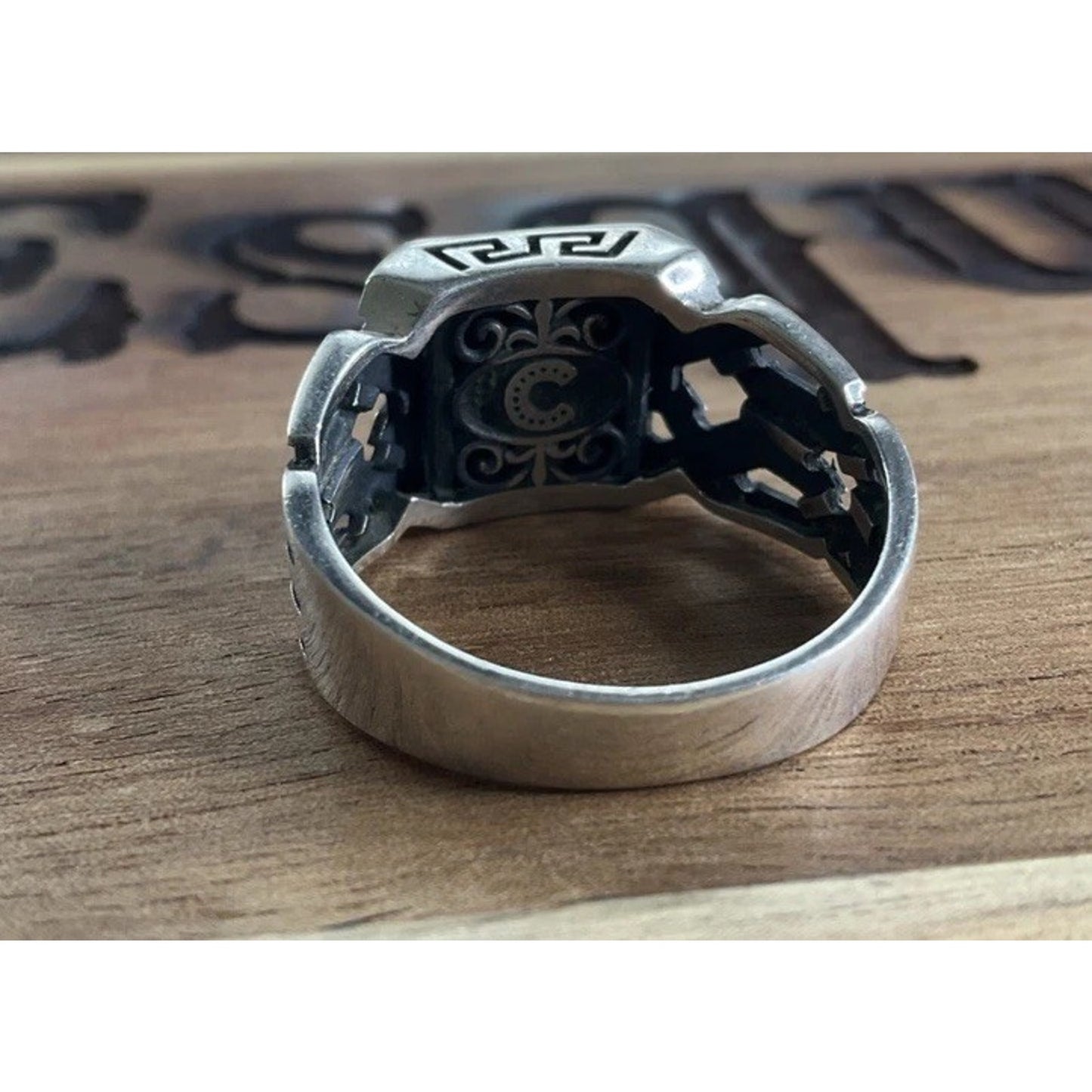 Sterling Silver Black Onyx 925 Ring Size 14 Large Statement Signet Style
