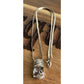 Sterling Silver Herringbone Necklace Clear Crystal Pendant 925