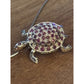 VINTAGE Chapal Zenray Rubies Sterling 925 TURTLE brooch / Pendant w/Necklace 22g