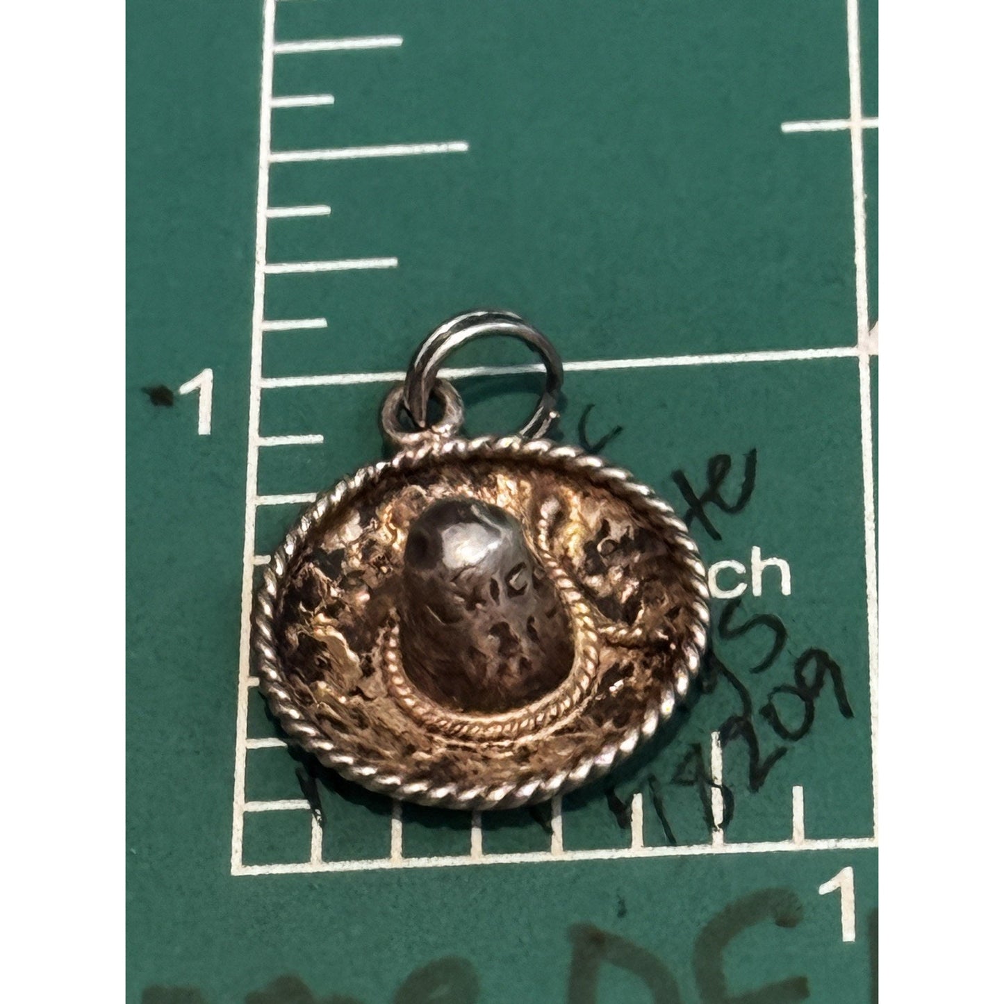 Vintage Mexico 925 Sterling Silver Sombrero Hat Charm Eagle Mark Pendant