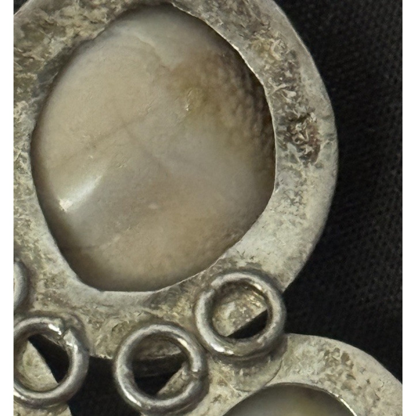 Vintage White Shiva Eye Shell Bib Statement Necklace Sterling Silver Boho 23”