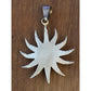 Vintage Large Sterling Silver Celestial Sunburst Pendant 3” White Cabochon 24.4g