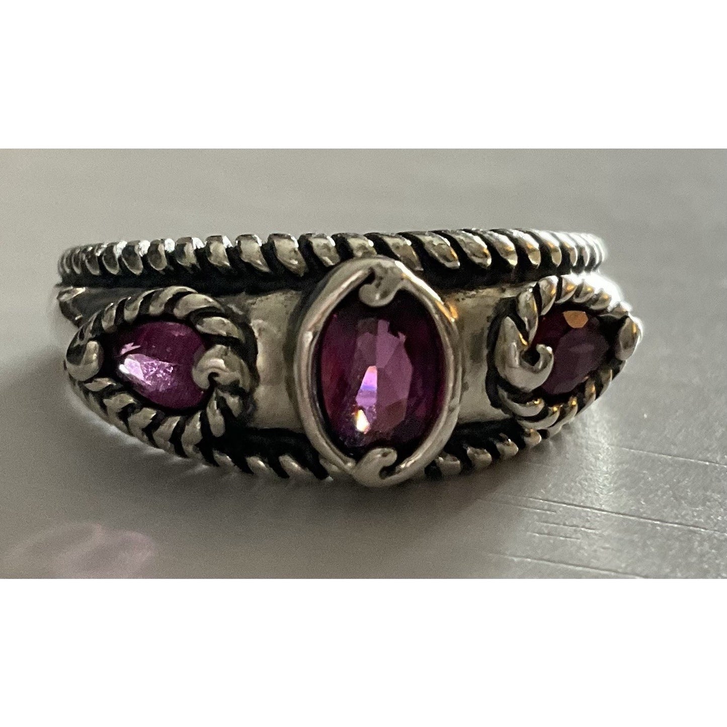 Carolyn Pollack Relios 925 Sterling Silver Garnet Ring Southwestern Size 9