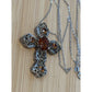 Vintage Amber & Citrine Sterling Silver Two Tone Cross And 925 Necklace 20”