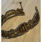 Vintage Etruscan Revival Filigree Rhinestone Amber Glass Bracelet