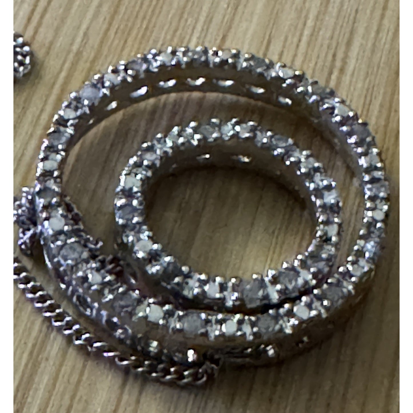 Vintage Diamond Sterling Silver 925 Double Circle Diamond Station Necklace 18”