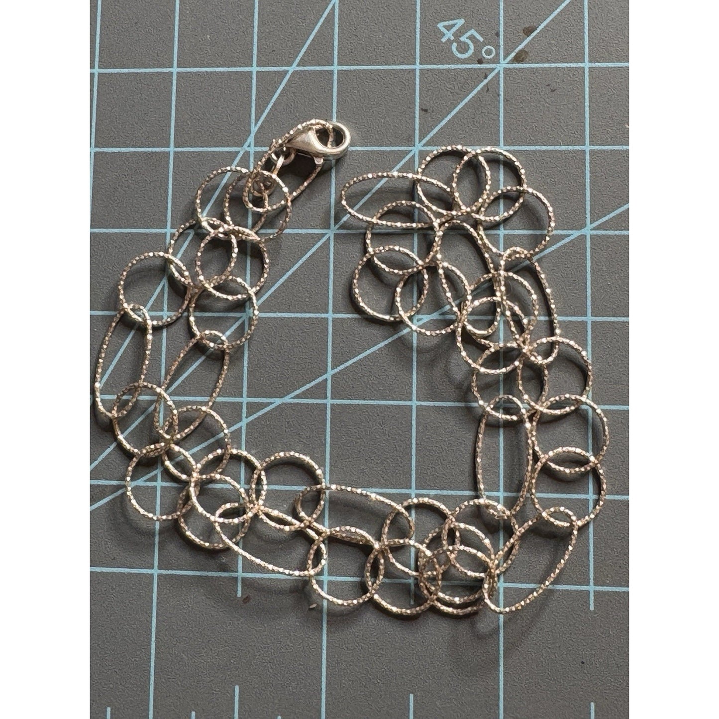 Vintage Italy Sterling Silver Textured Ovals & Circles Link Necklace 18” MWS 925