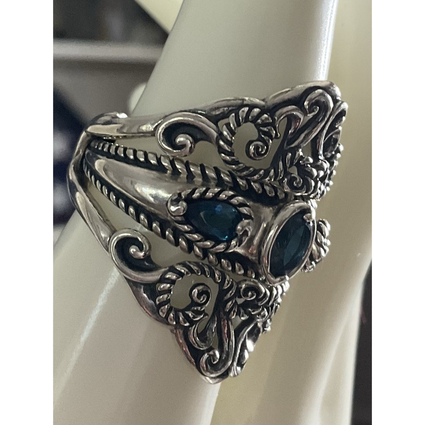 Carolyn Pollack Relios Sterling Silver Blue Gemstone Ring Size 9 Southwestern