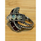 Vintage Sterling Silver Opal & Garnet Statement Ring Boho Bali Ring Size 8.5