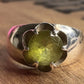 Sterling Silver Green Stone Solitaire Ring Size 8.5 Modernist Statement 925