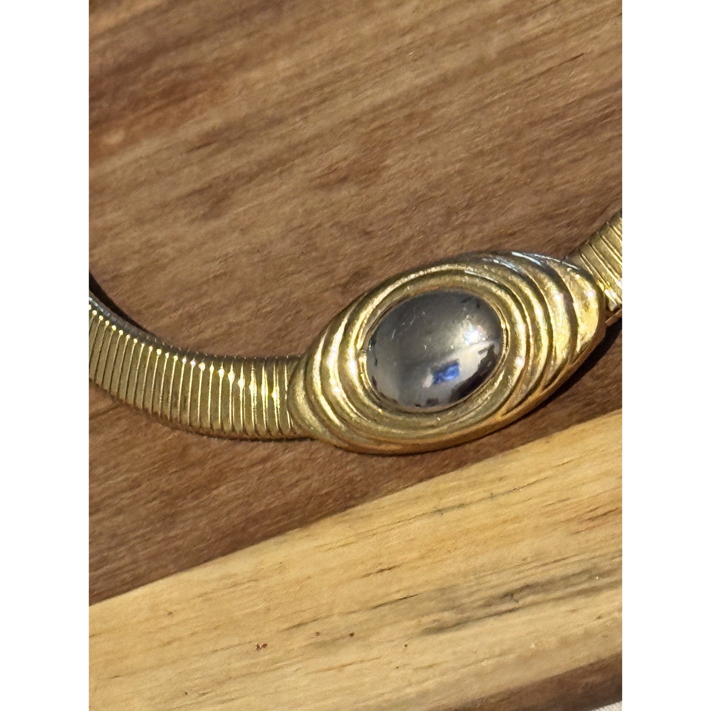 Vintage Kenneth J Lane for Avon Necklace Omega KJL Gold Tone Choker 17.5"