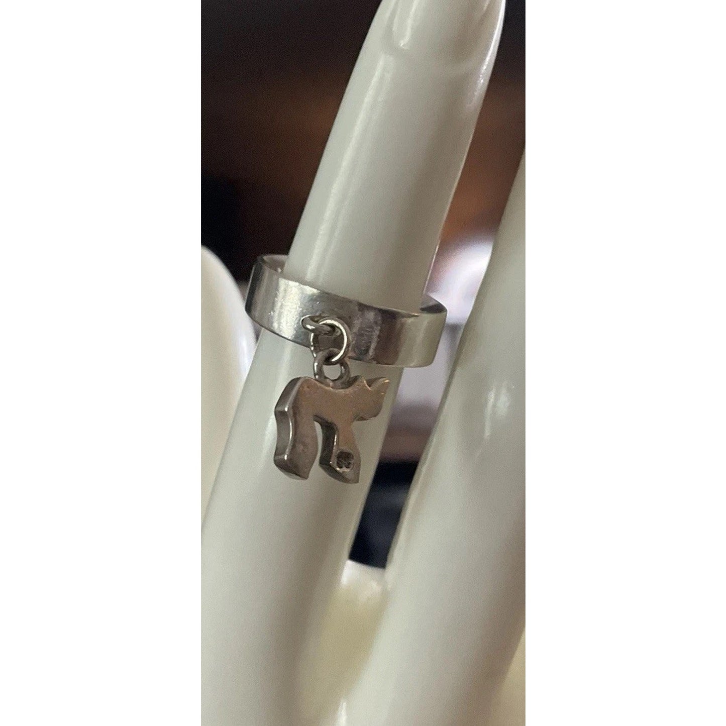 Roxanne Assoulin ROX Sterling Silver Chai Ring Hebrew חי Charm Ring Size 4.5