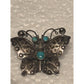 Vintage Sterling Silver Turquoise Butterfly Brooch Southwestern Natural Matrix