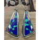 Southwest Sterling Silver Colorful Inlay Triangle Earrings