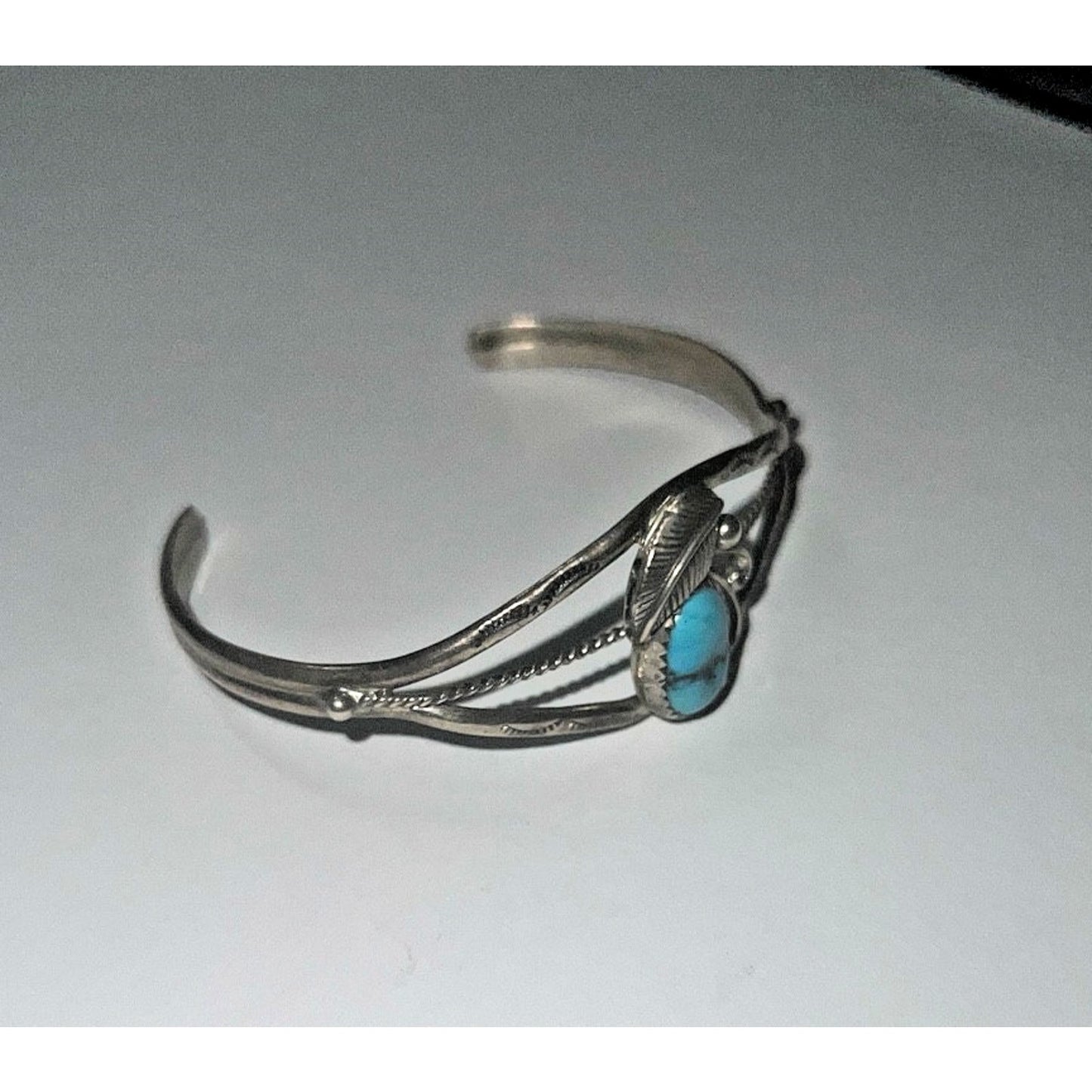 Vintage Navajo Sterling Silver Turquoise Cuff Bracelet Native American Southwest