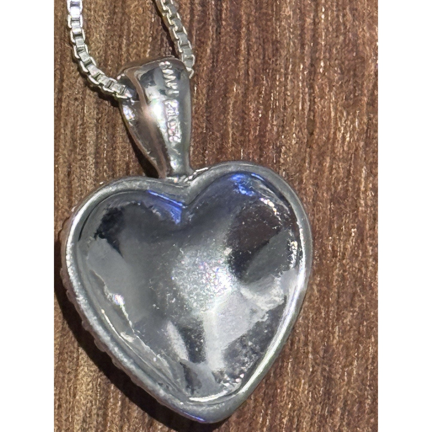 Sterling Silver Pavé Masonite Diamond Heart Pendant & 925 Box Necklace 18”
