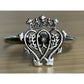 Vintage Sterling Silver Scottish Claddagh Ring Crown Heart Thistle Size 9