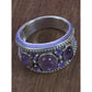 Vintage 925 Sterling Silver Amethyst Multi Stone Cabochon Ring Size 8 8.5 gr