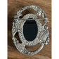 Vintage J Kalina Sterling Silver Floral Brooch with Black Onyx Cabochon 12.5g