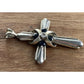 Vintage Sterling Silver Cross Pendant Black Stones W/God All Things Are Possible