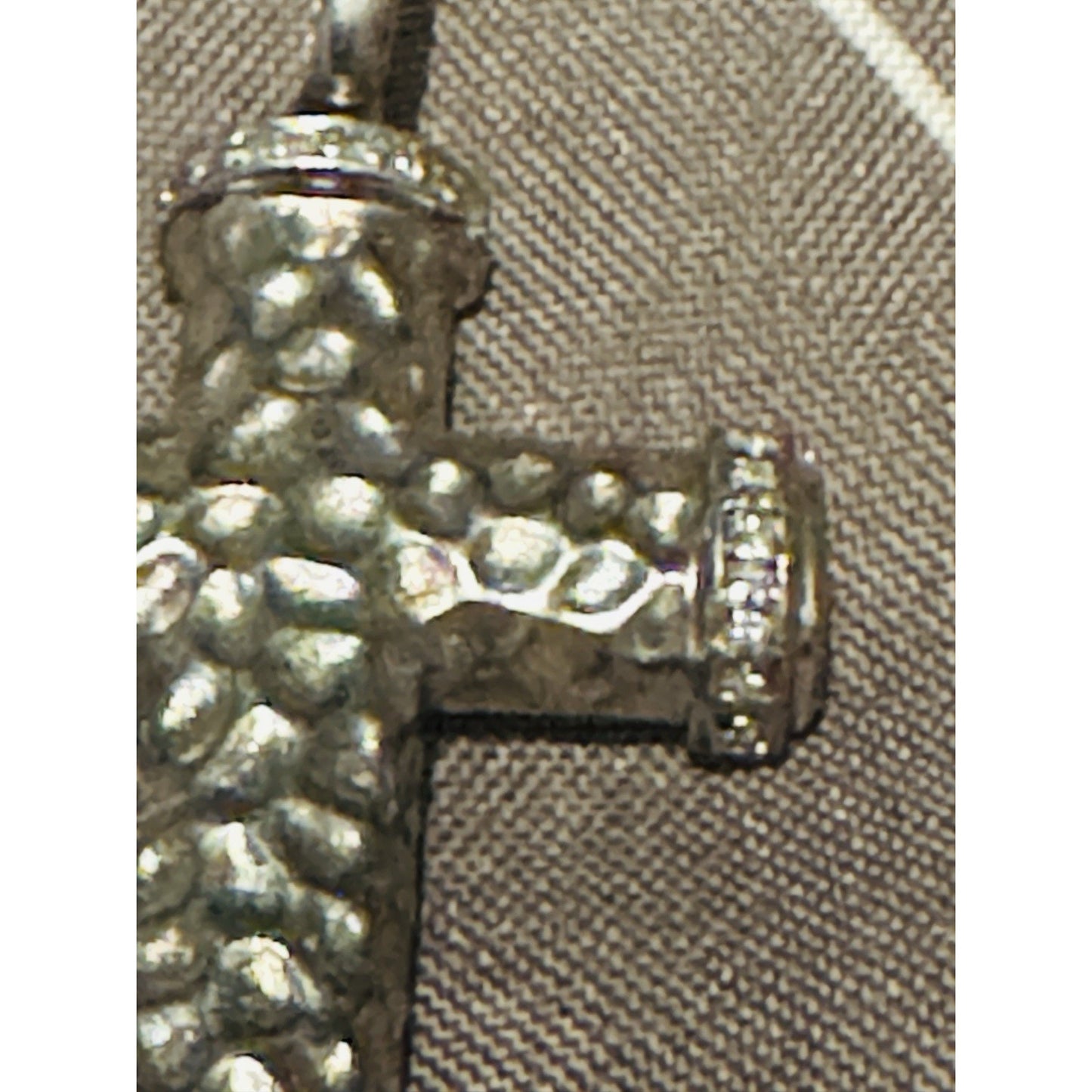 BH 925 Sterling Silver Diamond Accent Nugget Cross Pendant 7.4g 1.6”