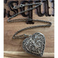 Vintage Sterling Silver Filigree Heart Pendant Necklace 925 Large Ornate Scroll