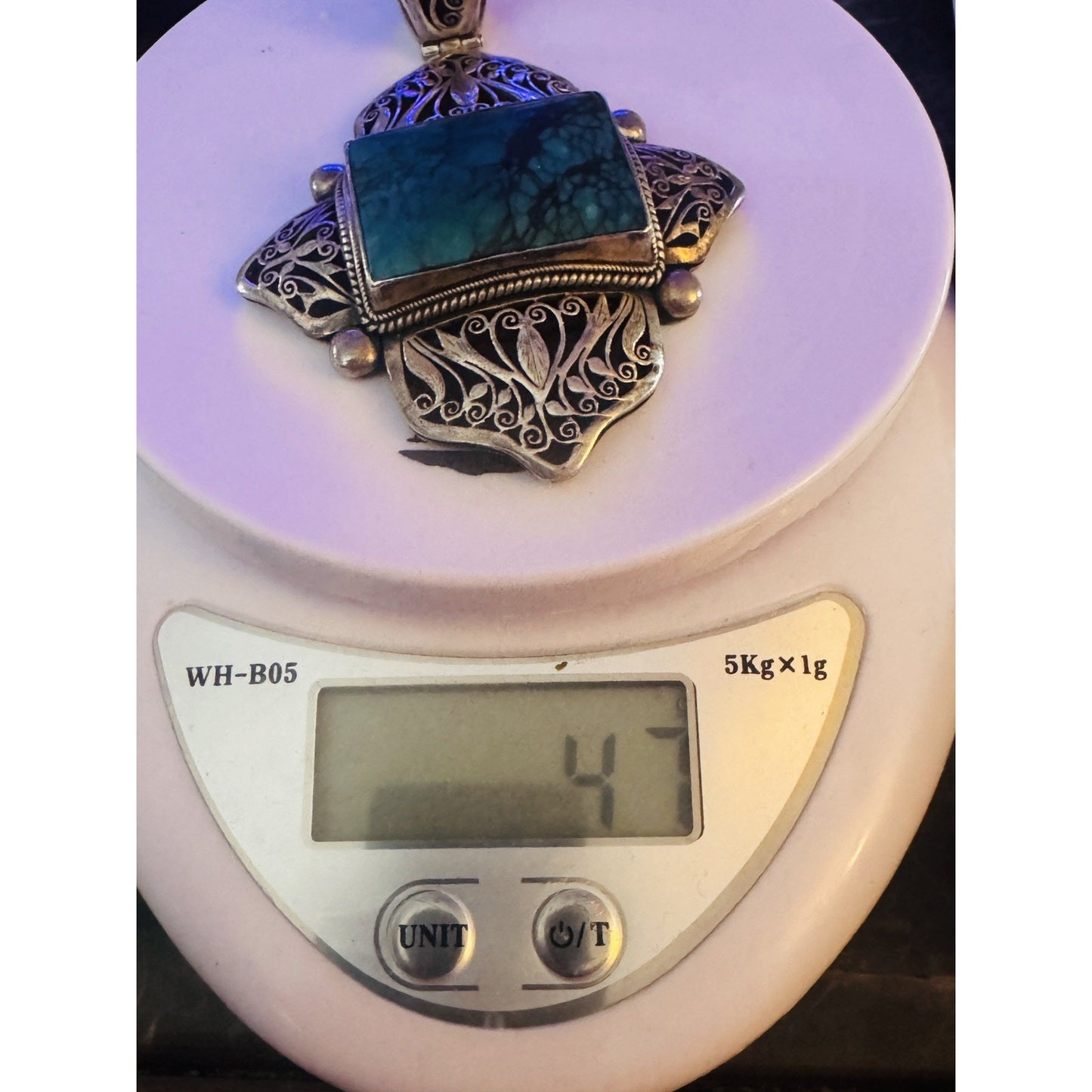 Vintage Sterling Silver Spiderweb Turquoise Cross Pendant 47g Southwestern 3.5”
