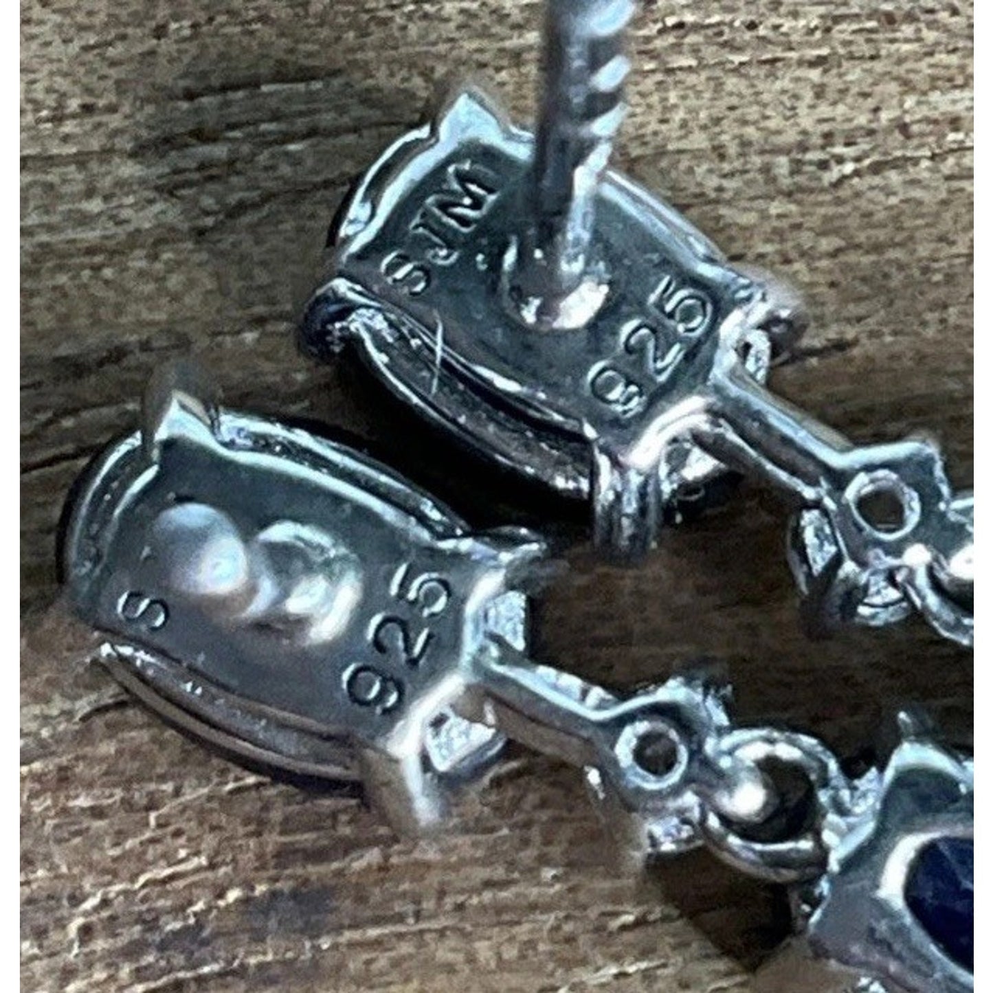 SJM Sterling Silver London Blue Topaz Dangle Drop Earrings White Accent Stones