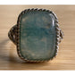 Vintage Leg Aquamarine Cabochon Sterling Silver Cocktail Statement Ring Sz 10.25