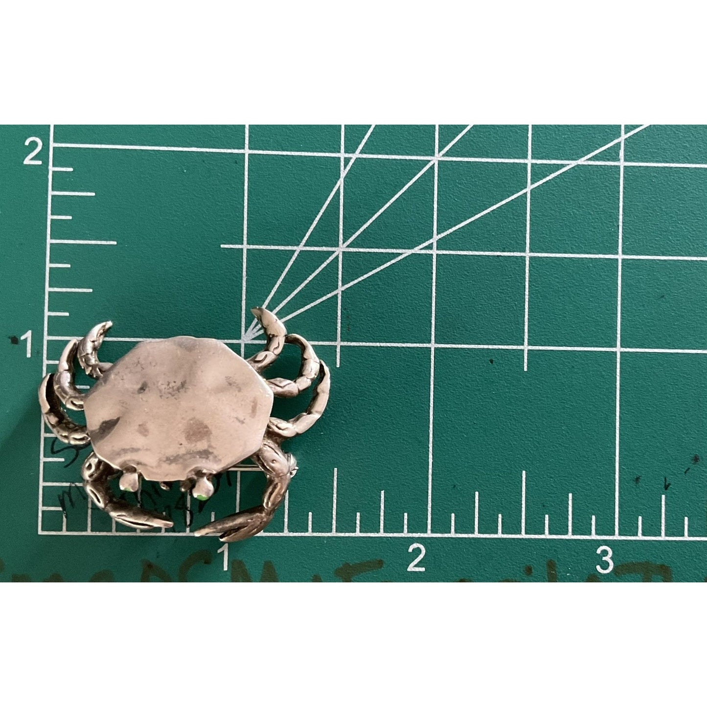 Vintage Sterling Silver Crab Animal Brooch 925 Green Eyes Nautical Beach Crab Zodiac