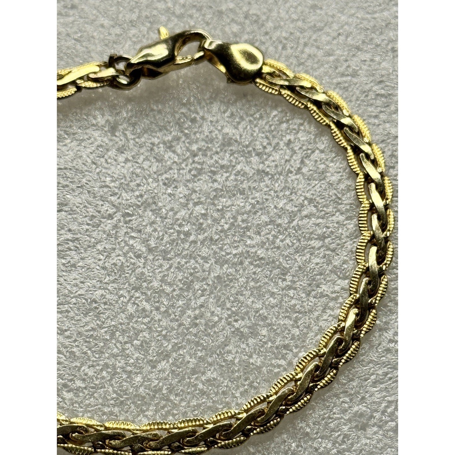 Vintage Gold Tone Double Rope Figaro Link Bracelet 7” Lobster Clasp Classic