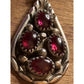 Vintage Sterling Silver Red Garnet Style Teardrop Cluster Pendant