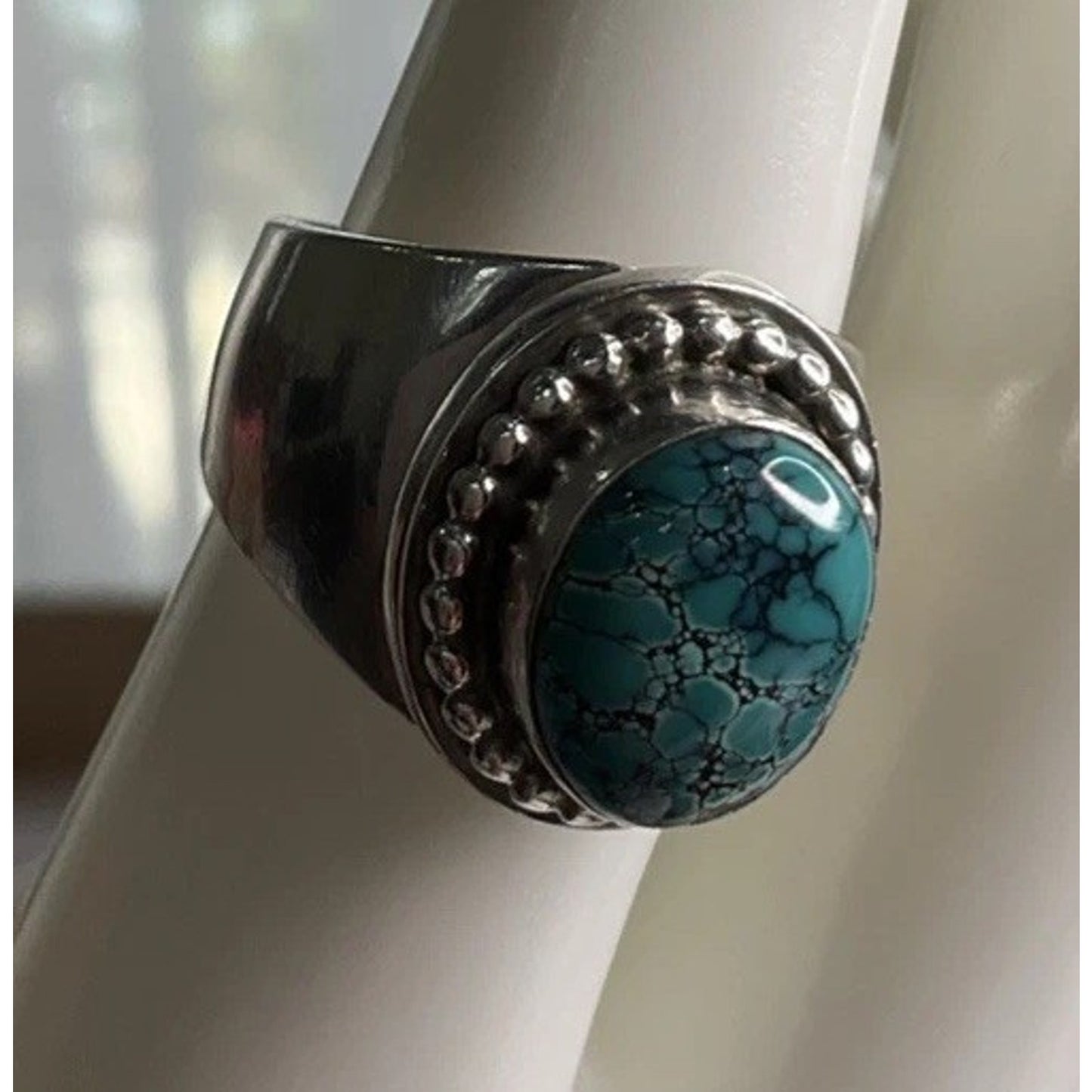 Juan William Sterling Silver Turquoise Ring Size 7.5 Southwestern