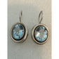 Silpada RETIRED Silver 925 Bezel Set Oval Blue Topaz Dangle Earrings W1157