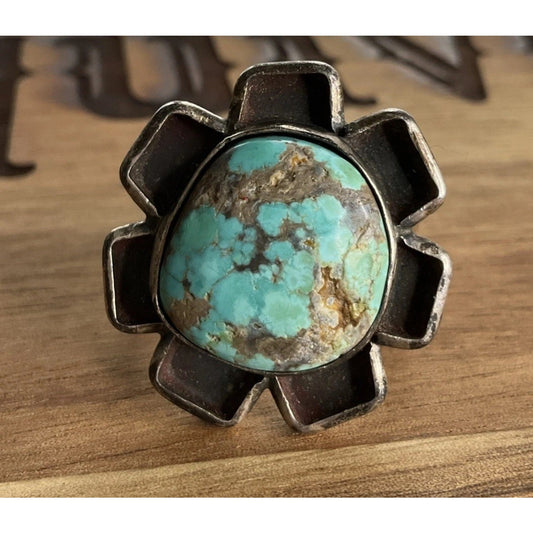 Vintage Sterling Silver Turquoise Ring Size 12 Large Statement Southwest Ring