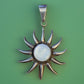 Vintage Large Sterling Silver Celestial Sunburst Pendant 3” White Cabochon 24.4g