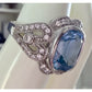 Vintage ESPO 925 Sterling Silver Blue Cushion Gemstone CZ Cocktail Ring Size 7.5
