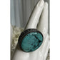 Large Sterling Silver Bold Turquoise Statement Ring Filigree Wide Band Size 8
