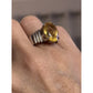 Vintage Sterling Silver 8.1g Citrine Ring Size 7.75 Ribbed Shoulder Design