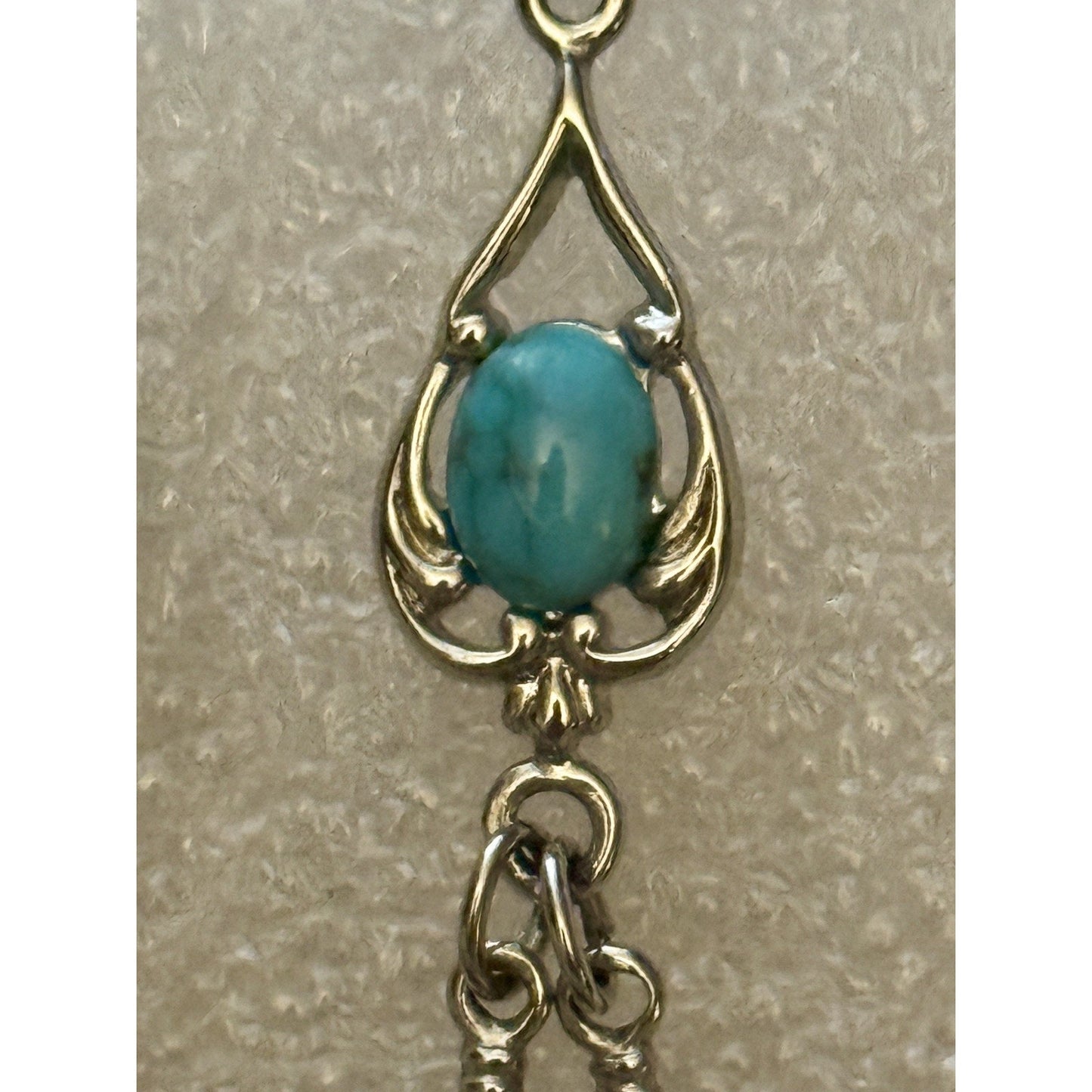 Vintage Sterling Silver Kingman Turquoise Feather Dangle Earrings Southwest 2”