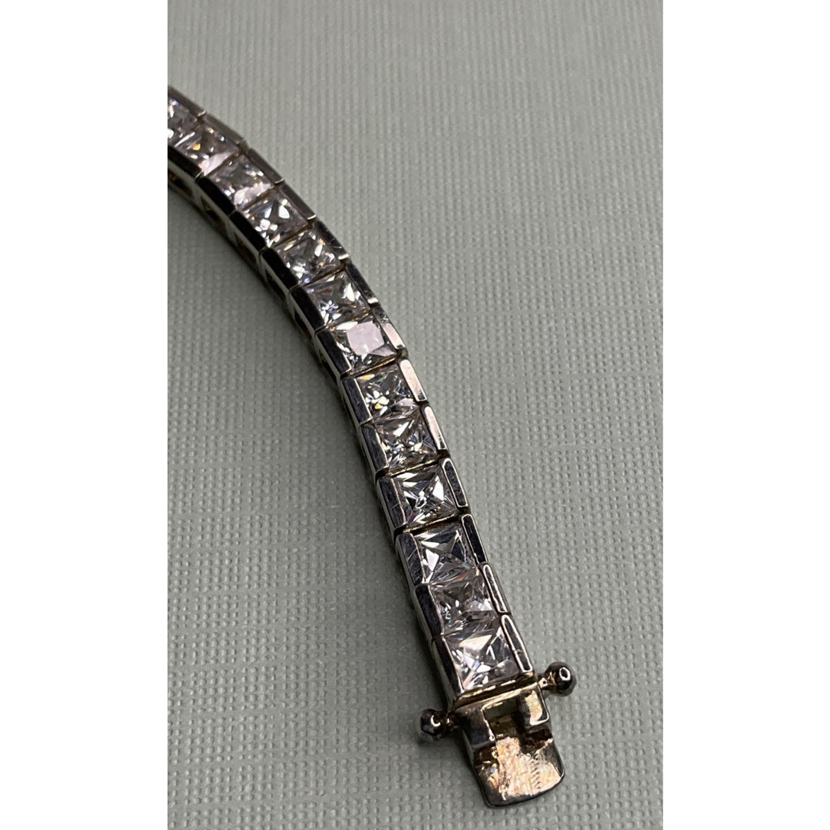 Sterling Silver Cubic Zirconia 7.25 Inch Box Chain Tennis Bracelet