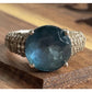 Sterling Silver Blue Stone Ring 925 Missing Stones Repair Craft Size 6.5