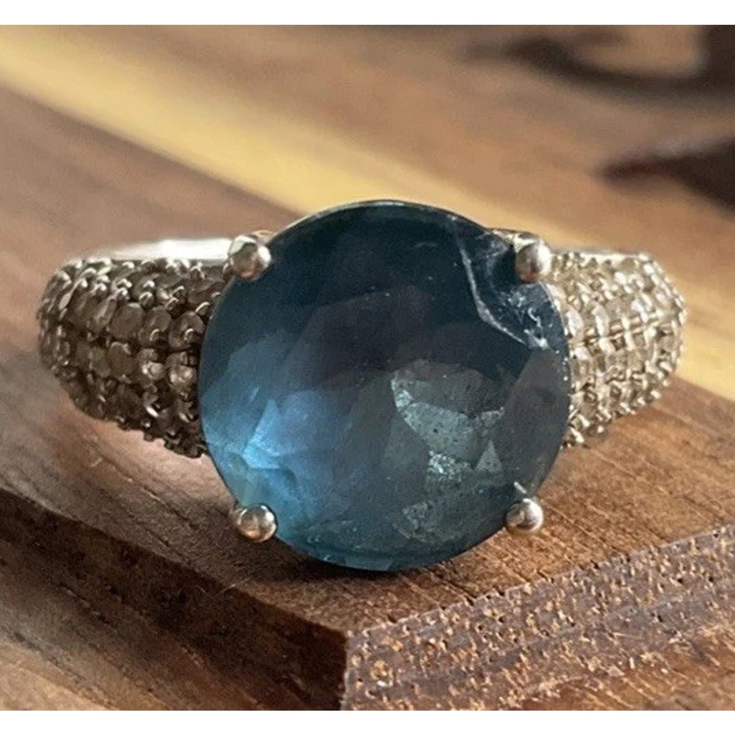 Sterling Silver Blue Stone Ring 925 Missing Stones Repair Craft Size 6.5