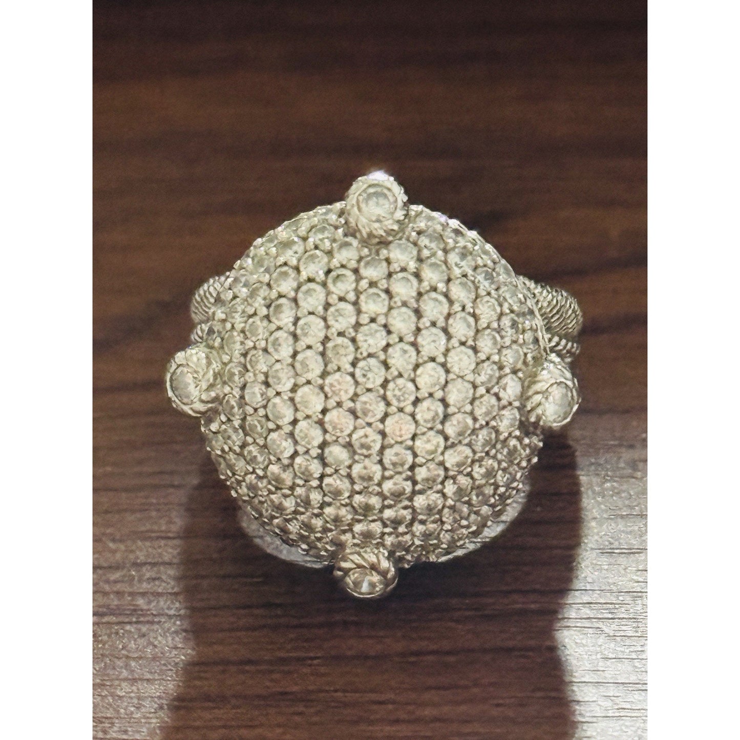 Judith Ripka Sterling Silver 925 Pave CZ Dome Statement Ring Size 5.5