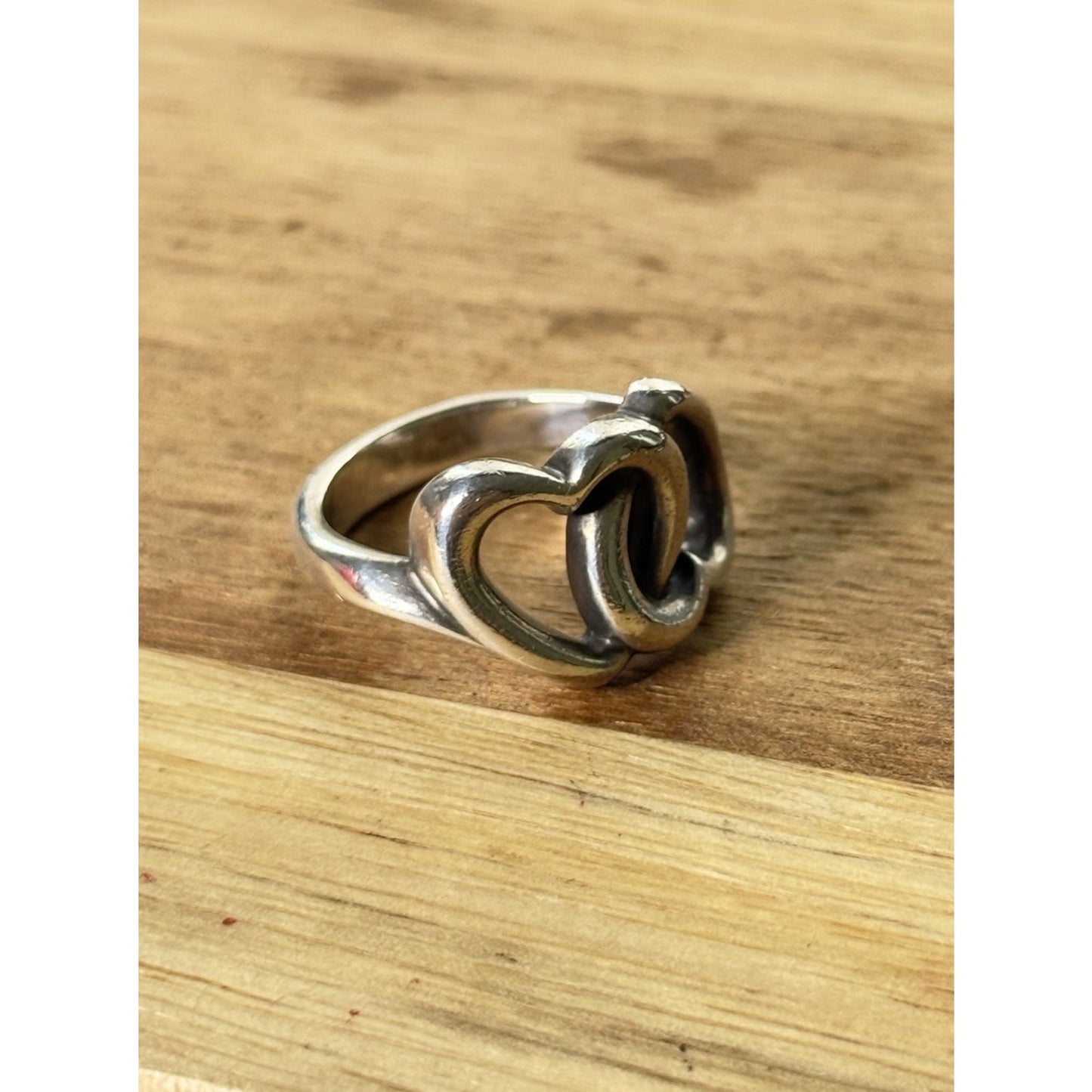 James Avery Retired Sterling Silver Two Hearts Together Ring Size 5.5