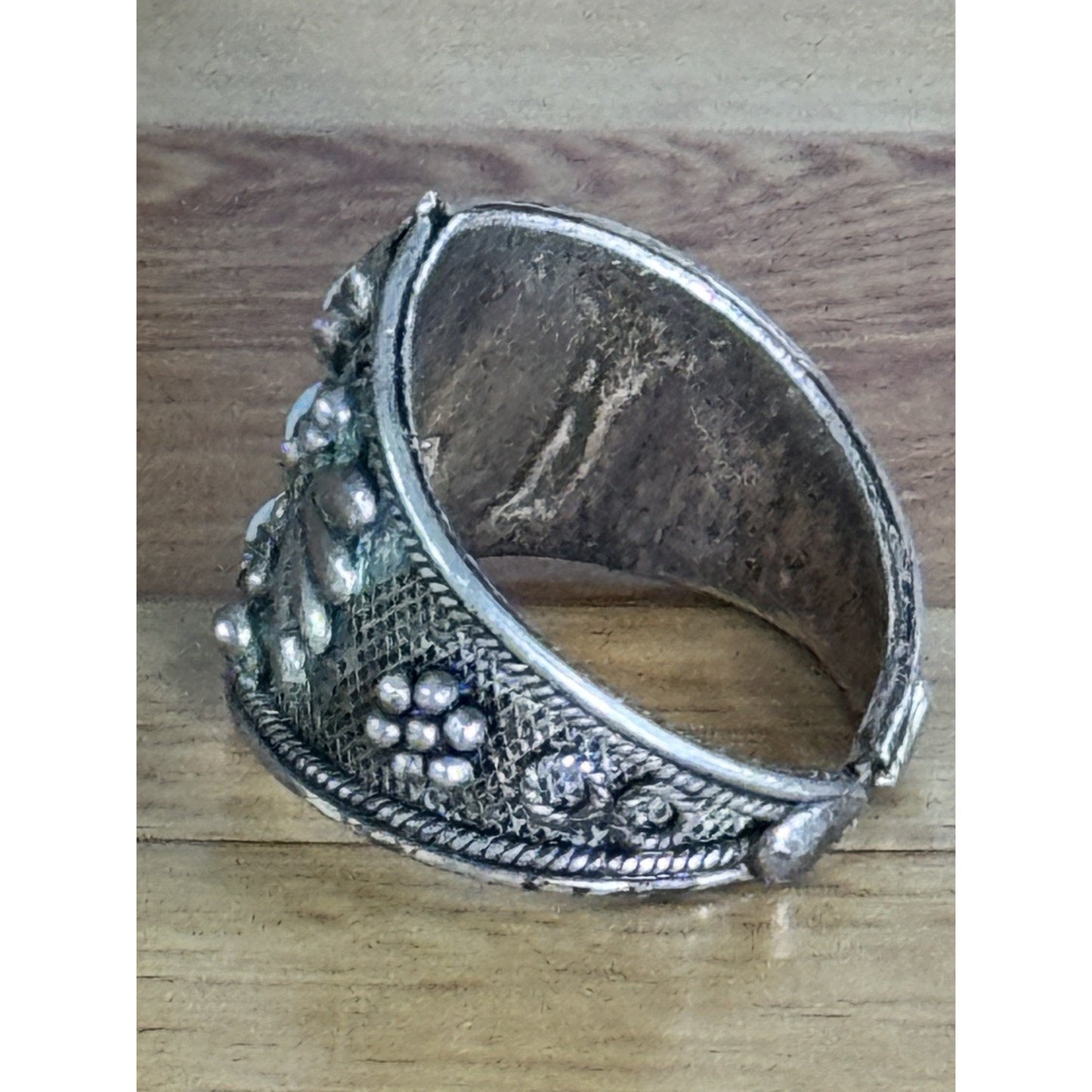 Vintage Tribal Sterling Silver 3 Stone Turquoise Saddle Ring Afghan Kuchi Sz 8