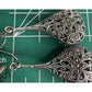 NF Sterling Marcasite Tear Drop Pendant Dangle Earrings Filigree Art Deco 17g!